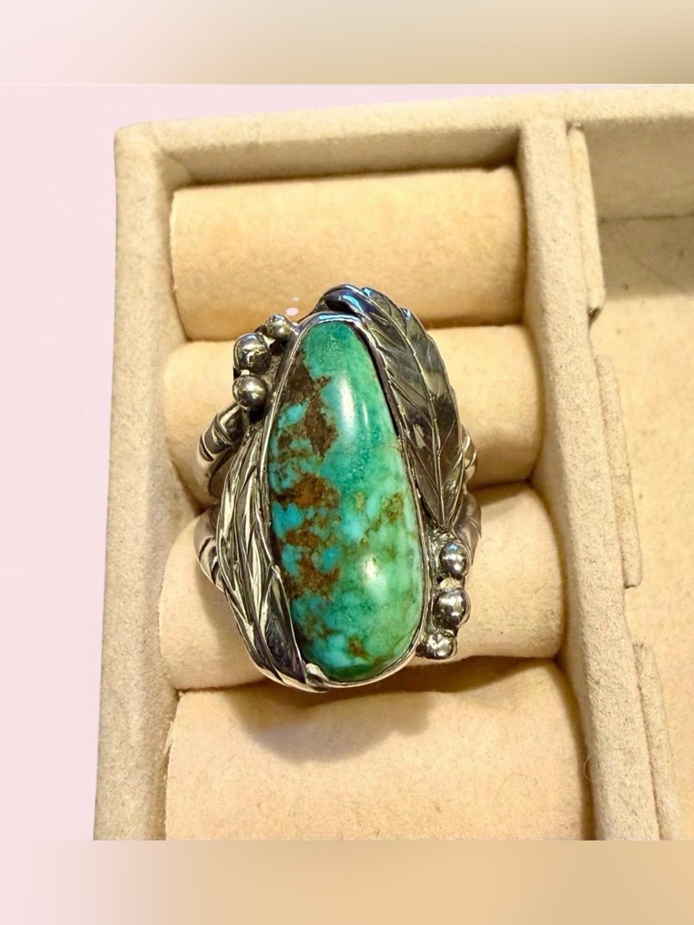 🦅Vintage 1977 Navajo Silver & Natural Turquoise Ring Signed/Dated⚡️